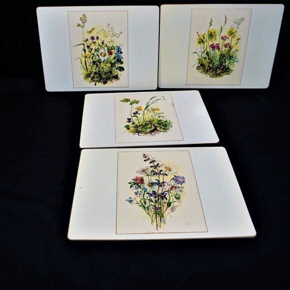 Placemats Wild Flower Pattern Cork Backed  Set of 4 Made In England - Picture 8 of 8